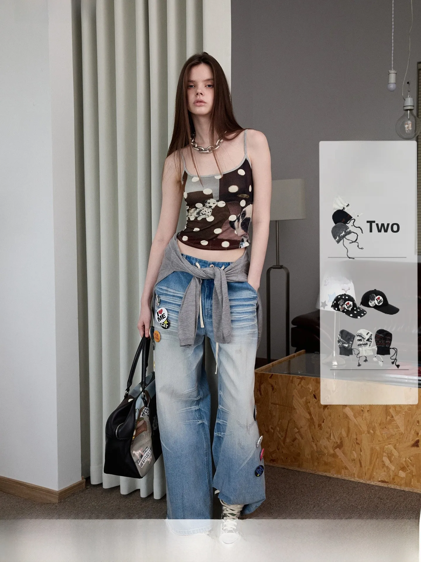 

Sweet Animal Print Polka Dot Svel Tank Top Women's Design Slimming ort Top by JINN STUDIO Casual Wear Polyester Blend