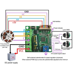 DC6-28V ZS-X12H 0-100W Brushless Motor Speed Controller with Hall BLDC Driver Board Module with Cable Power Supply Accessories