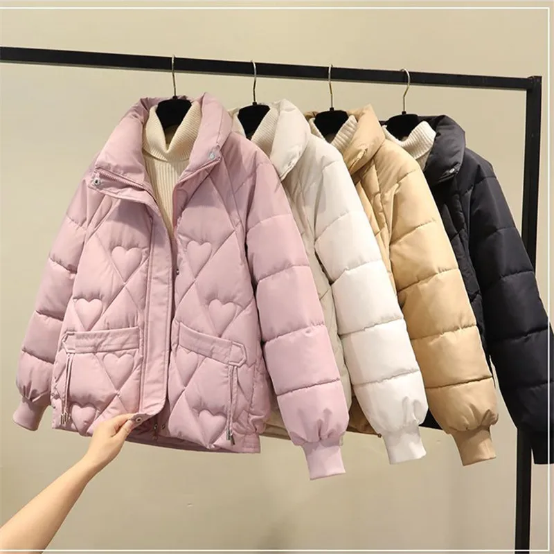 Women\'s Fashion Winter Down Cotton Jacket Short Parkas Cotton-Padded Clothes Female Korean Style Loose Overcoat Ladies Tops Coat