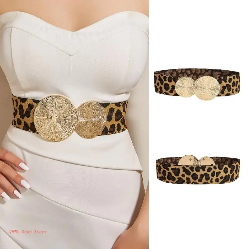 

Girl Leopard Print Corset Stretchy Wide Waist Belt Women Under Bust Waist Shaper