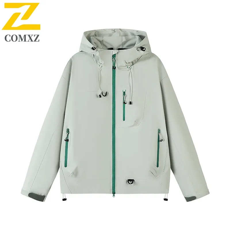 

COMXZ Мужская осенняя мотоциклетная куртка высокого качества с капюшоном для приключений на открытом воздухе, универсальное пальто для отдыха, треккинга, удобная одежда