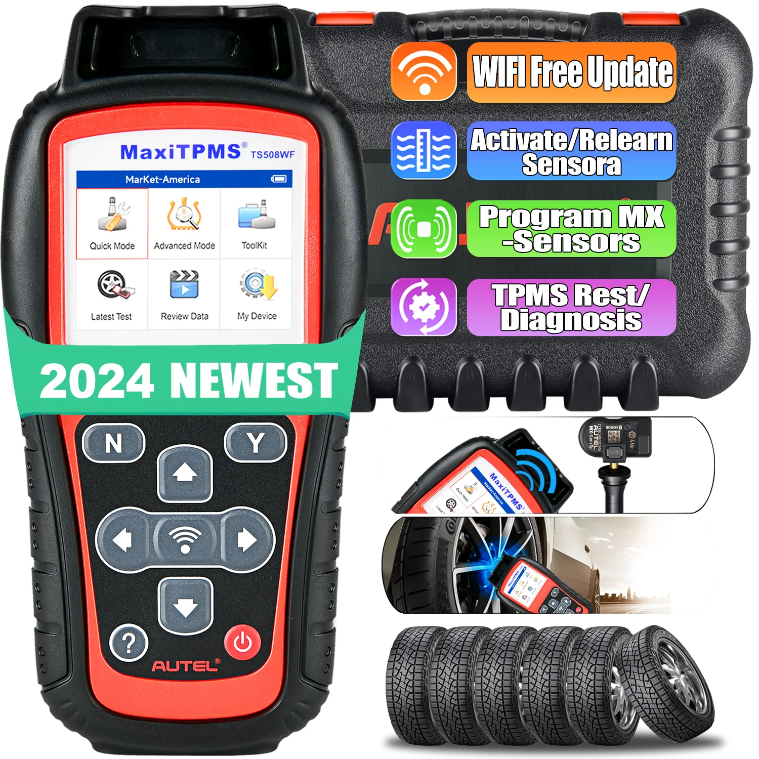 Autel MaxiTPMS TS508WF TPMS Relearn Tool OBD2 Scanner TPMS Reset Service, Read/Clear TPMS Code, Wi-Fi Version of TS508