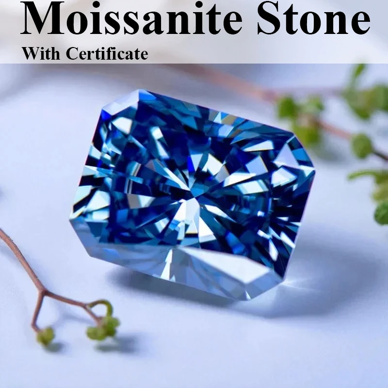 

Natural Color Royal Blue Moissanite Stone Radiant Cut Gemstone Lab Grown Diamond For Charms Woman Jewelry With Certificate