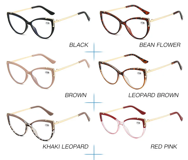 2026 Neue Damen-Lesebrille Hochwertige Blaulichtfilter-Lesebrille Farbblockierende Katzenaugen-Mode Vielseitige Lesebrille – Detail 7