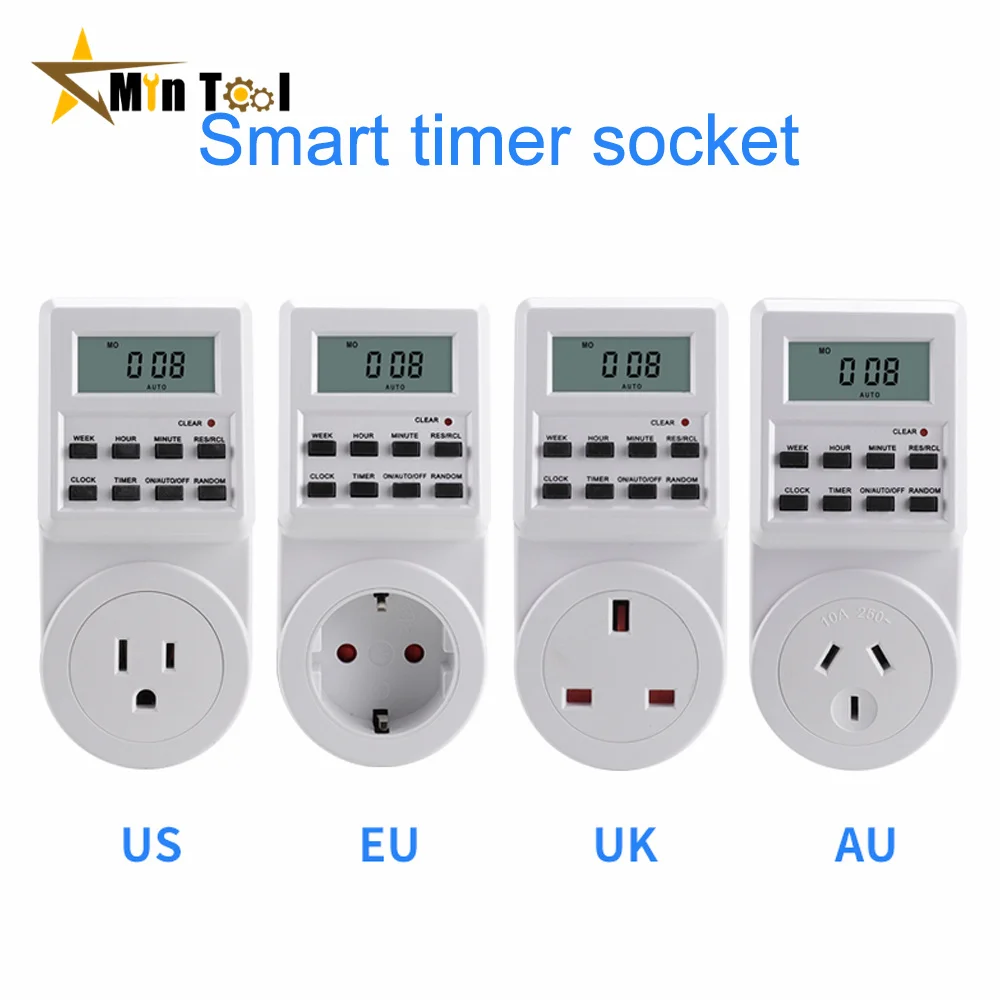 Digital Weekly Programmable Electrical Wall Plug-in Power Socket Timer Switch Outlet Time Clock Power Supply Accessories