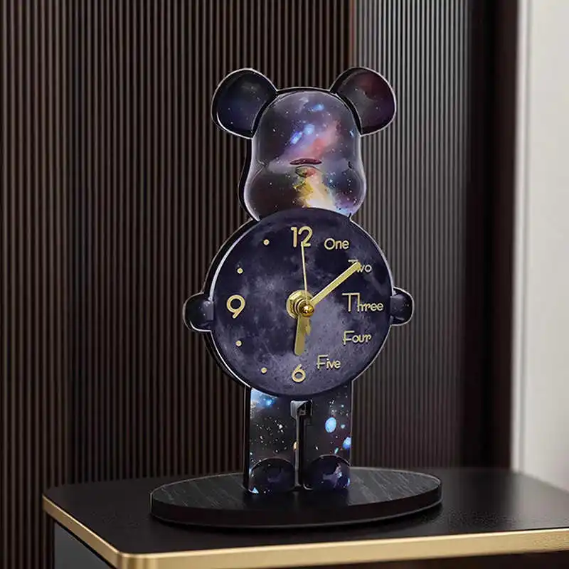 Stand Bear Table Clock Aesthetic Violent Bear Silence Clocks Watch Office Desk Accessories Living Room Decoration Home Watch
