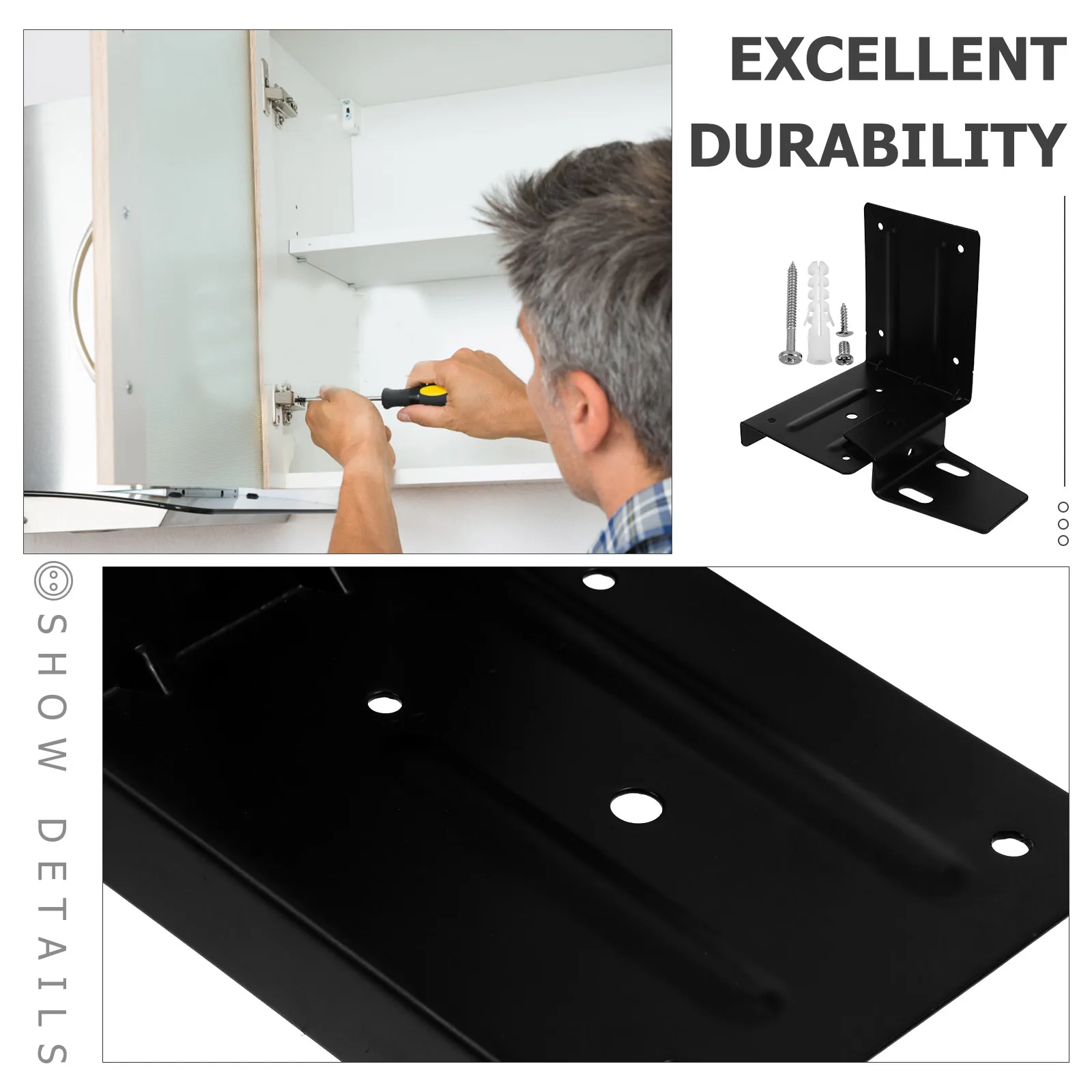 

1 Set Wall Shelf Bracket 90 Degree Black Matte Heavy Duty Metal Angle Bracket For Wall Shelves Support Rustproof Smooth Corner