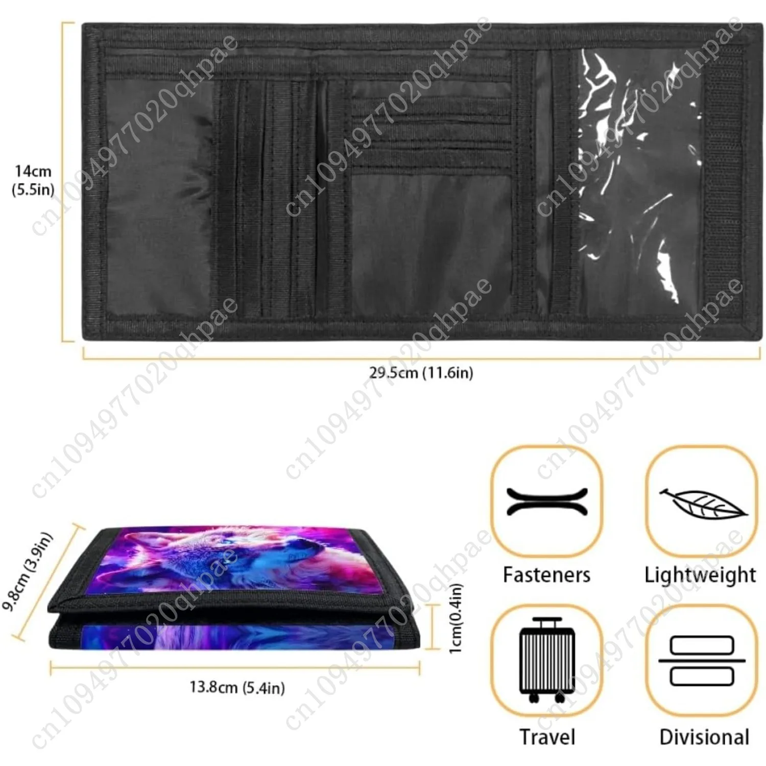 GLUDEAR Kid Wolf Trifold Wallets Outdoor Print Wallet Money Organizer for Teens Girl Boy Birthday,Rose Galaxy Wolf