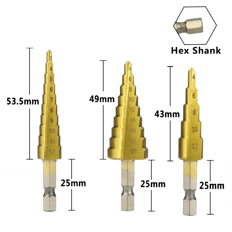 3 Cái/bộ 3-12Mm 4-12Mm-20Mm HSS Thẳng Rãnh Bước Mũi titan Gỗ Phủ Lỗ Kim Loại Dao Cắt Lõi Khoan Bộ Dụng Cụ