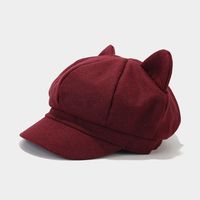 New Beret Women Cute Cat Ear Octagonal Hats Women Newsboy Cap Beret Women Vintage Painter Winter Hats for Women Octagonal Caps