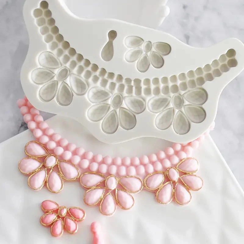 Pearls String Beads Fondant Mold For Cake Decoration Birthday Wedding Gem Silicone Mould Aromatherapy Candle Kitchen Accessories