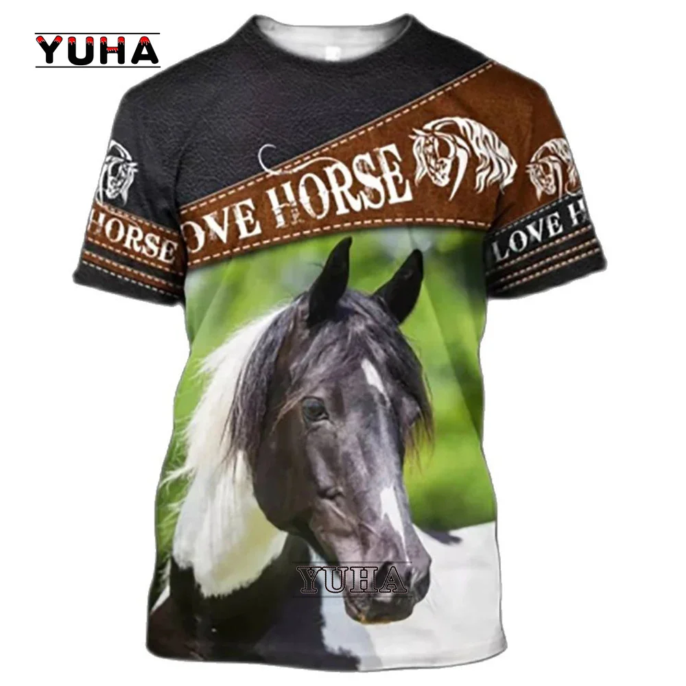 Summer 3D Printing Love Horse Shirt  Fashion Men\'s Tee Shirt Large Loose O-Neck T-Shirt Casual Short Sleeve T shirt  Clothes