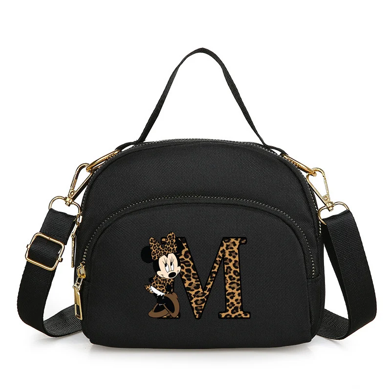 Disney-Sac à main en nylon Minnie Mouse pour femme, lettres anglaises de A à Z, mini sac à main pour gril, sac à bandoulière initié décontracté, nouvelle mode