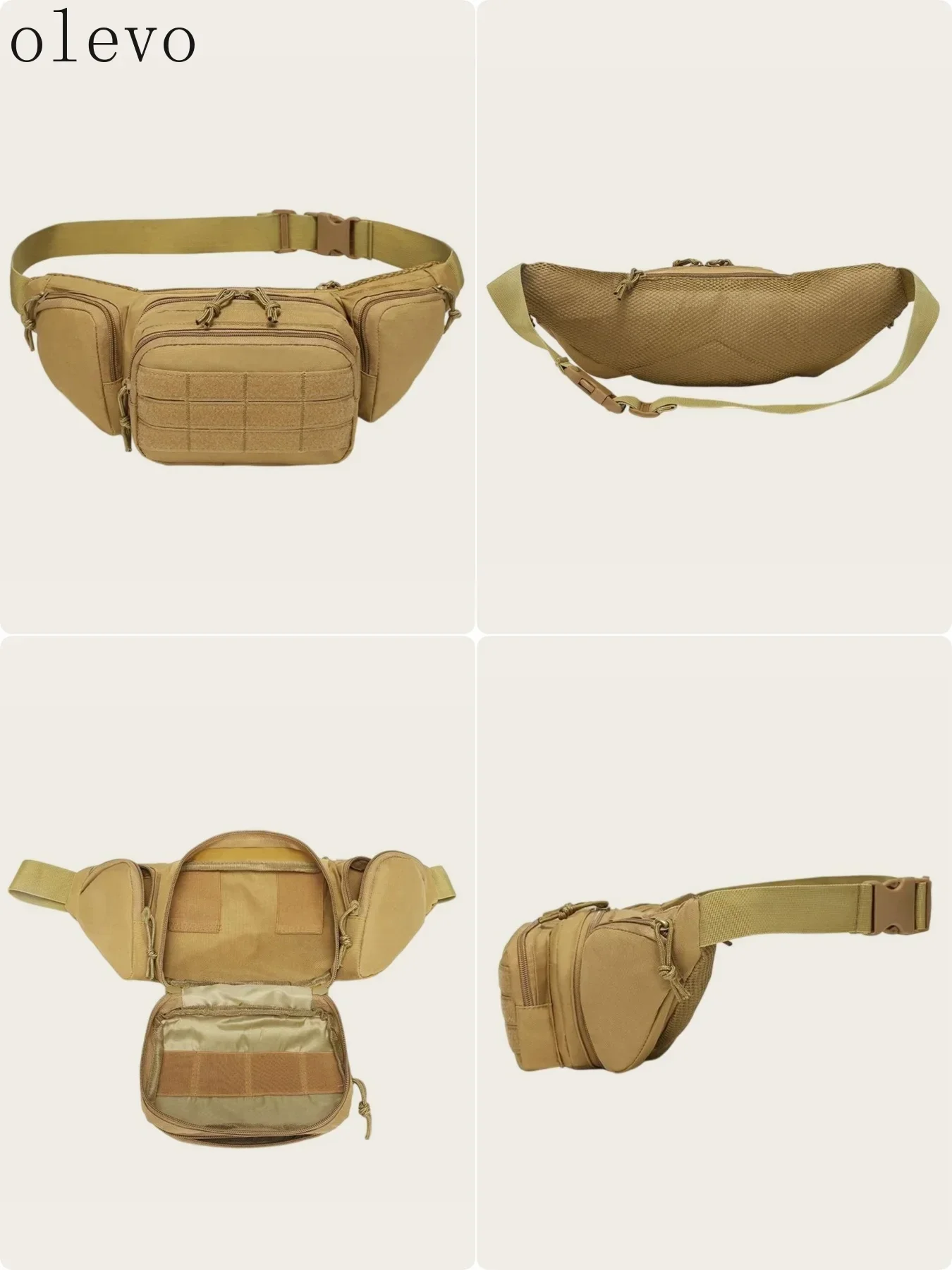 حقيبة خصر متعددة الوظائف للاستخدام الخارجي، حقيبة كتف تكتيكية للمشي لمسافات طويلة وركوب الدراجات والتخييم والرياضات