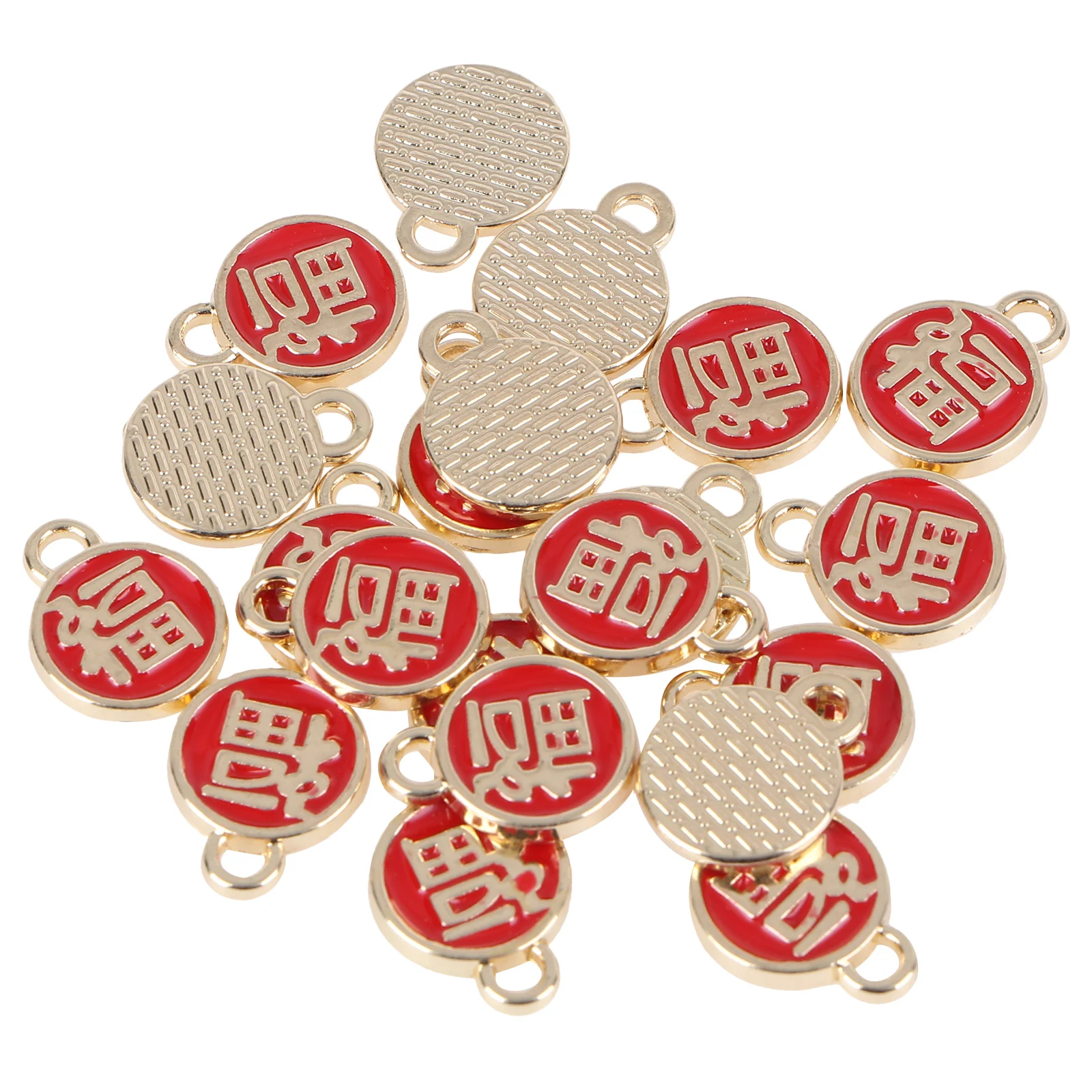 

30pcs Fu Character Pendants Chinese Style Diy Earring Adornment Party Accessories Red Creative Auspicious Pendant High Quality