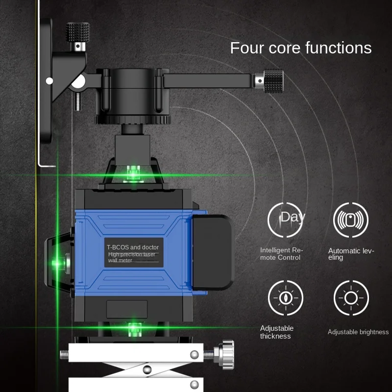 Imagem -04 - Super Poderoso Nível Laser 12 16 Linhas 3d 4d Auto-nivelamento 360 Horizontal e Vertical Linha Azul Feixe