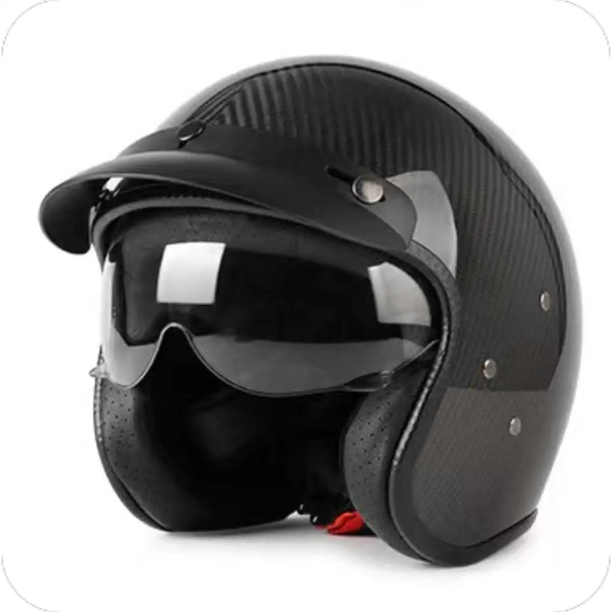 Real carbon fiber 3/4 helmet. Motorcycle and bicycle riding helmets.