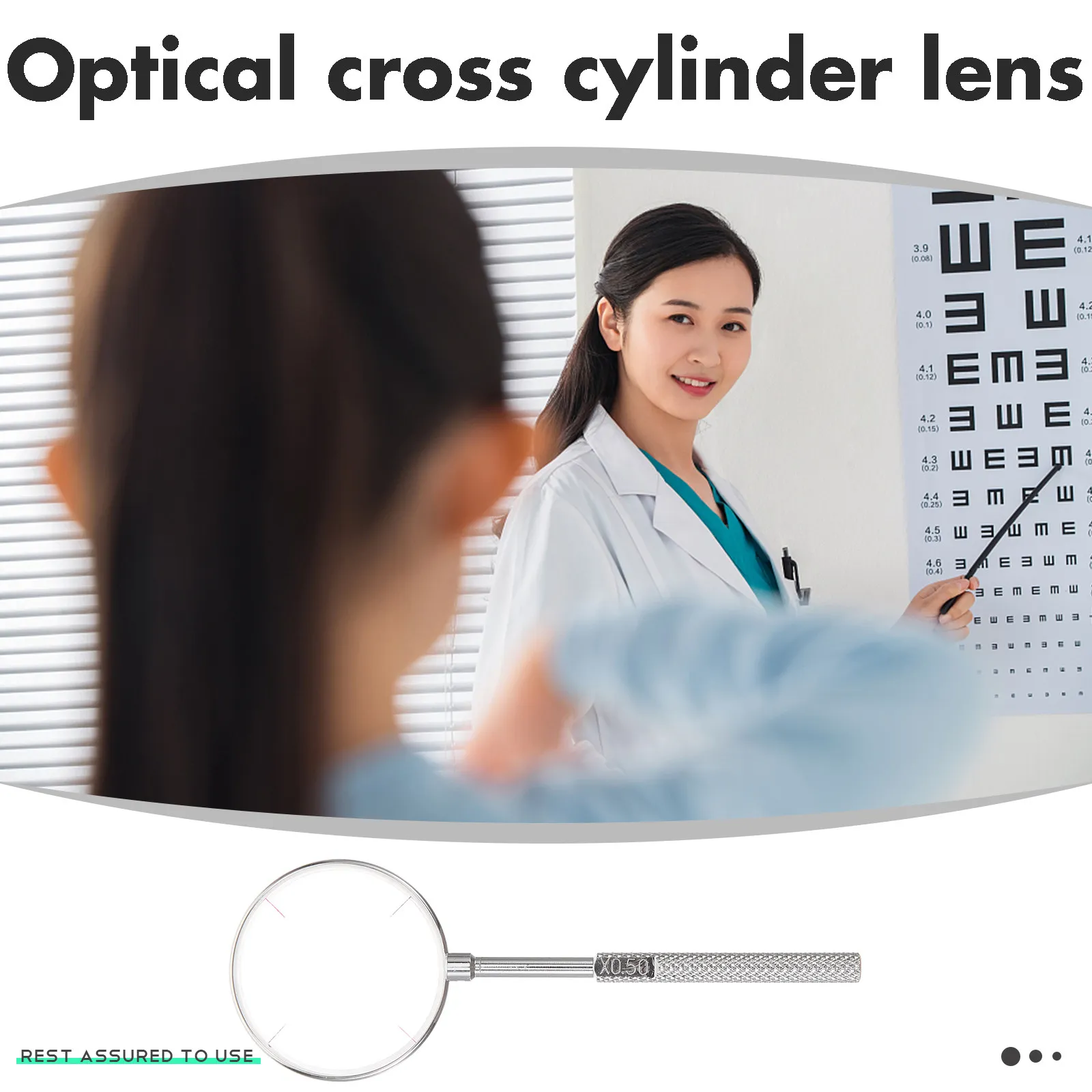 

Optometry Tool Cross Cylinder Optical Lens Portable Handheld Testing Tool High Accuracy for Eyeglasses Store Optometrist