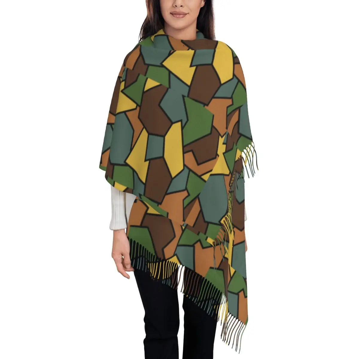 

Personalized Print German Camouflage Camo Scarf Women Men Winter Fall Warm Scarves Multicam Military Shawl Wrap