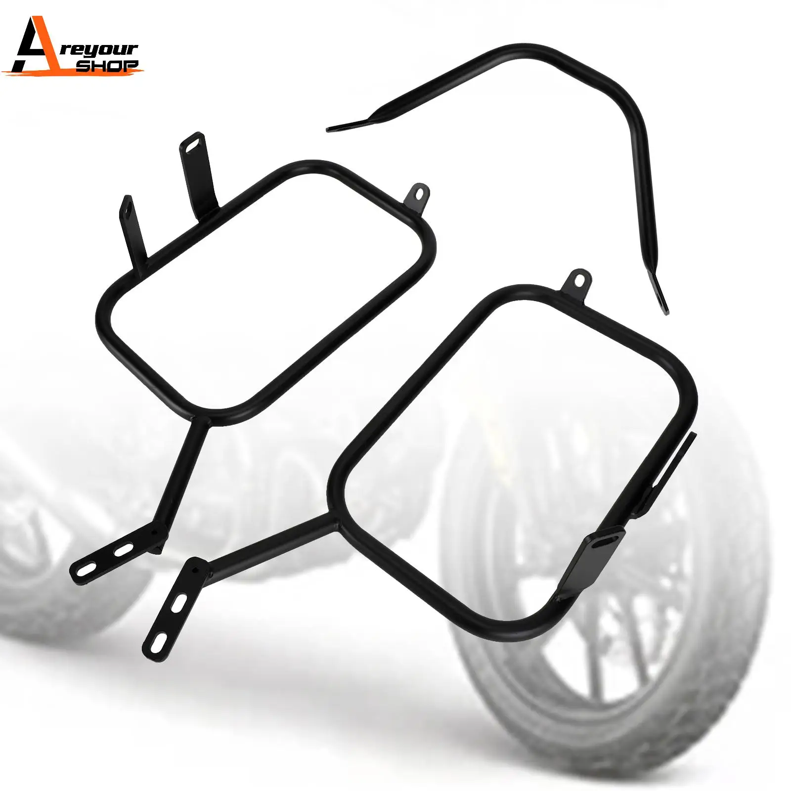 Areyourshop Saddle Bag Mounting Bracket Luggage Rack Side bag Holder Black Fit for DUCATI Scrambler 400 800 16-22 