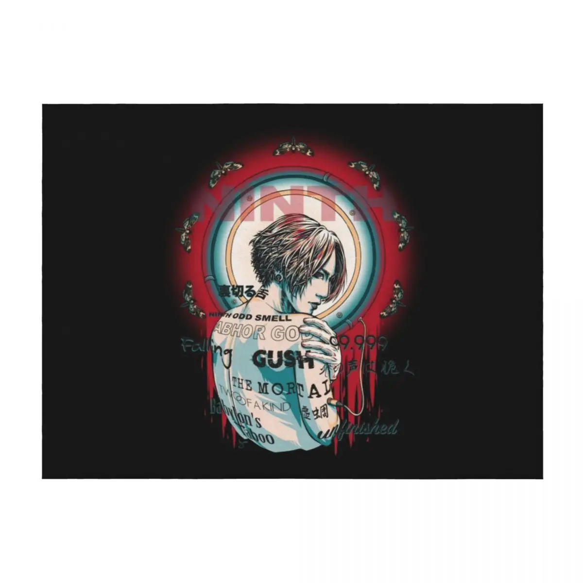

THE NINTH - black version - Throw Blanket Hairys manga Furrys Cute Plaid Blankets