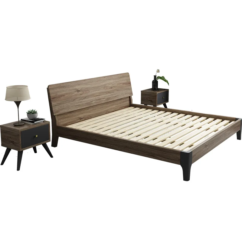 Nordic Modern Style Trundle Platform Bed With Storage 1.8 & 1.5 Meters Bedroom Furniture Simple Bed Frame wooden Bed