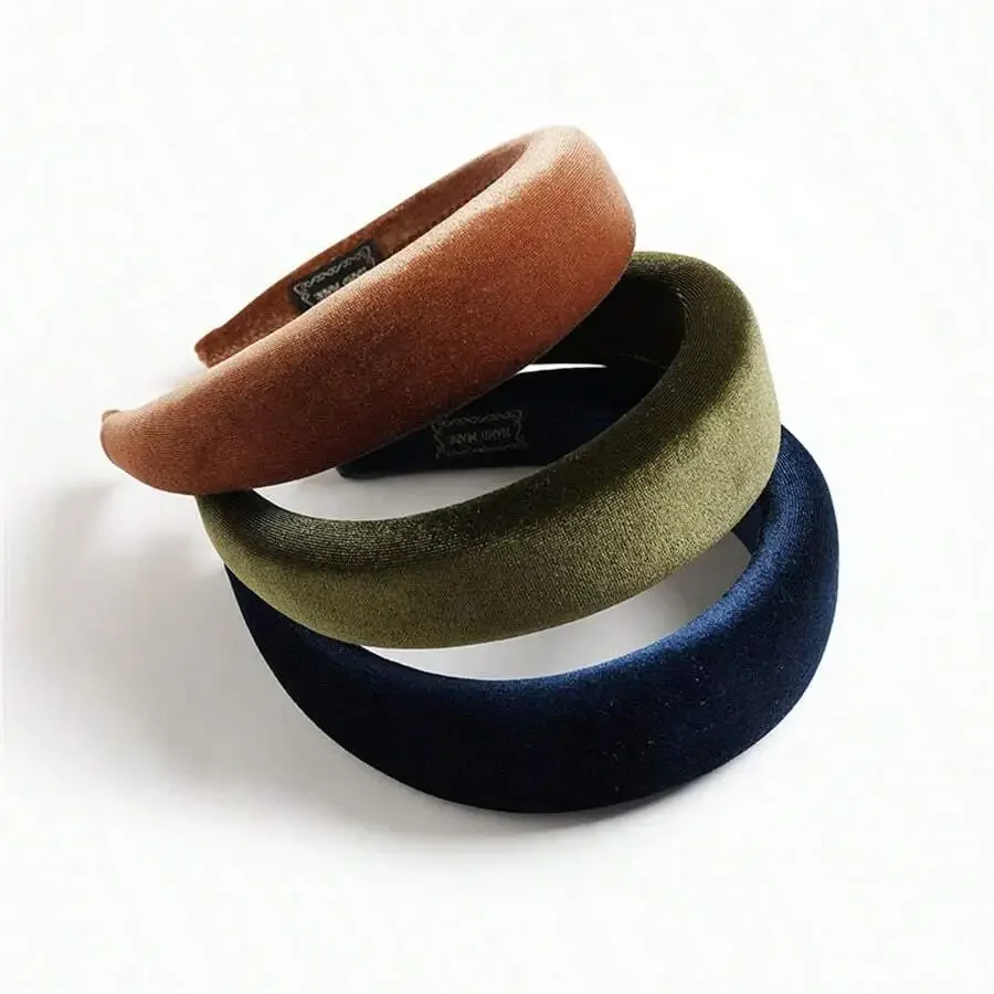 

Однотонная бархатная широкая повязка на голову для женщин, осенне-зимний аксессуар для волос