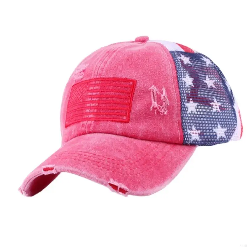 قبعات البيسبول الوطنية للنساء والرجال مع حجم قابل للتعديل، تصميم متعثر، قبعة شمس على شكل ذيل حصان لتجمع الحفلات