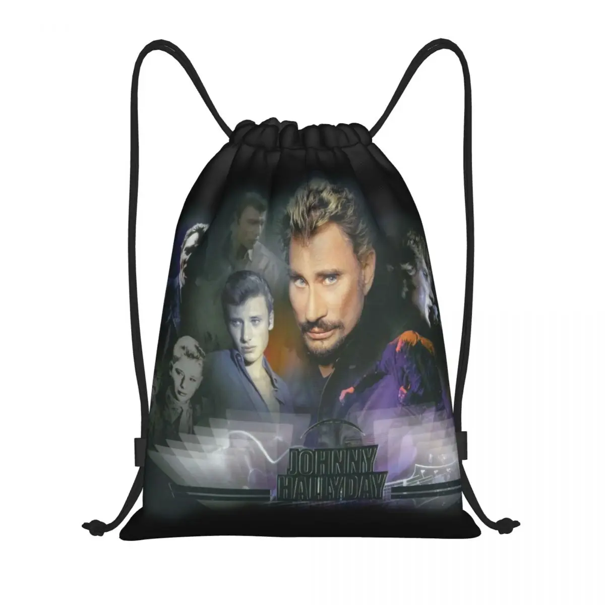 Custom Johnny Hallyday Drawstring Bags for Training Yoga Backpacks Men Women Singer Actor Sports Gym Sackpack