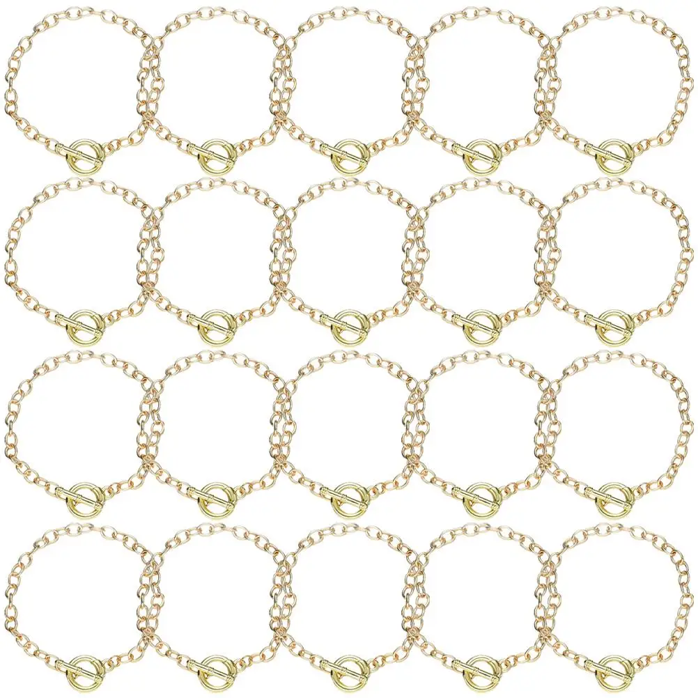 

20 Pcs O-shaped Bracelet Chains High Grade Alloy Metal Link Golden DIY Jewelry Making Supplies Charm Bracelet Kit Bulk Charms