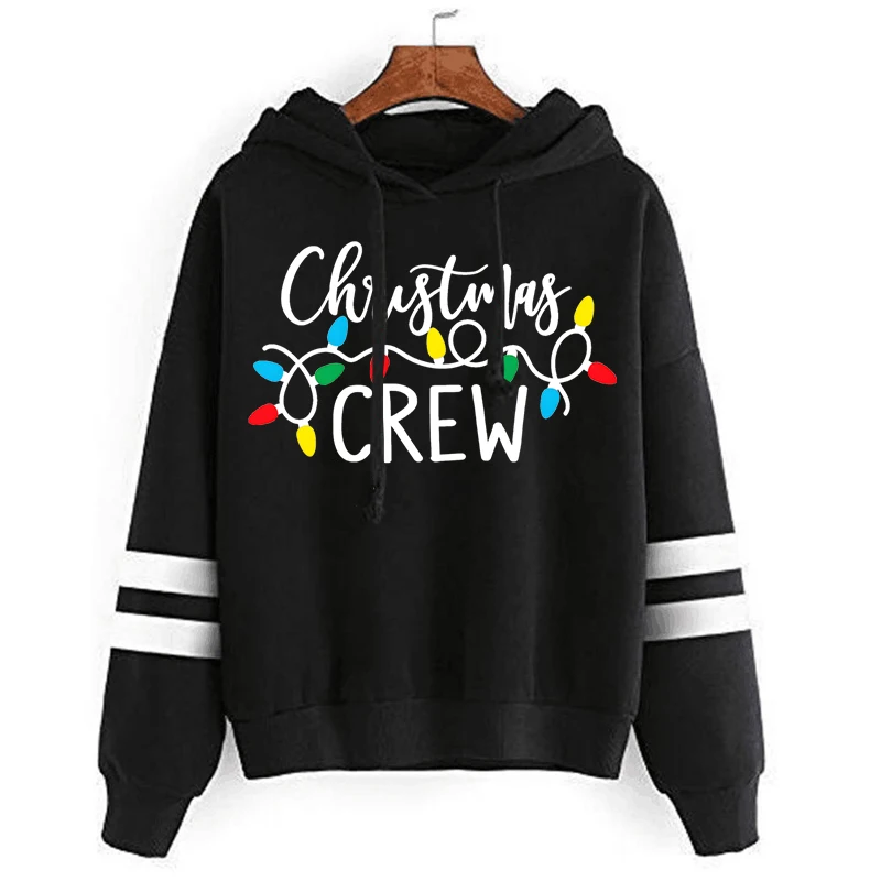 Women\'s New Fashion Hoodie Autumn Winter Christmas Crew Printed Oversized Sweatshirts Christmas Santa Hippo Xmas Light Hoodie