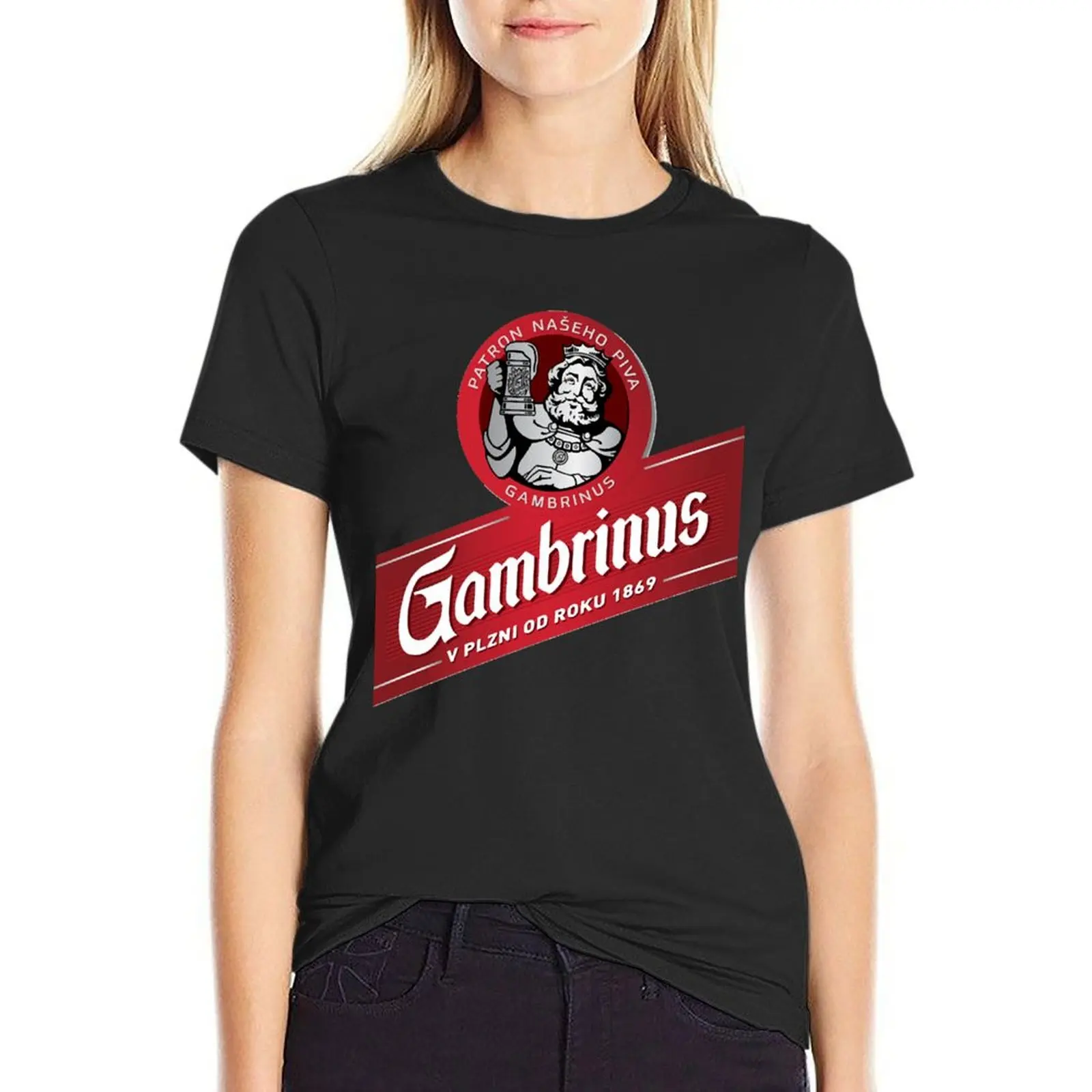 Gambrinus Wood Original Beer logo Dibujos logo T-Shirt aesthetic clothes cute tops korean fashion Female clothing woman t shirt