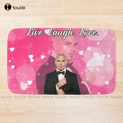 Mr Worldwide Says To Live Laugh Love Pink Pitbull Bath Mat Games Bathroom Rug