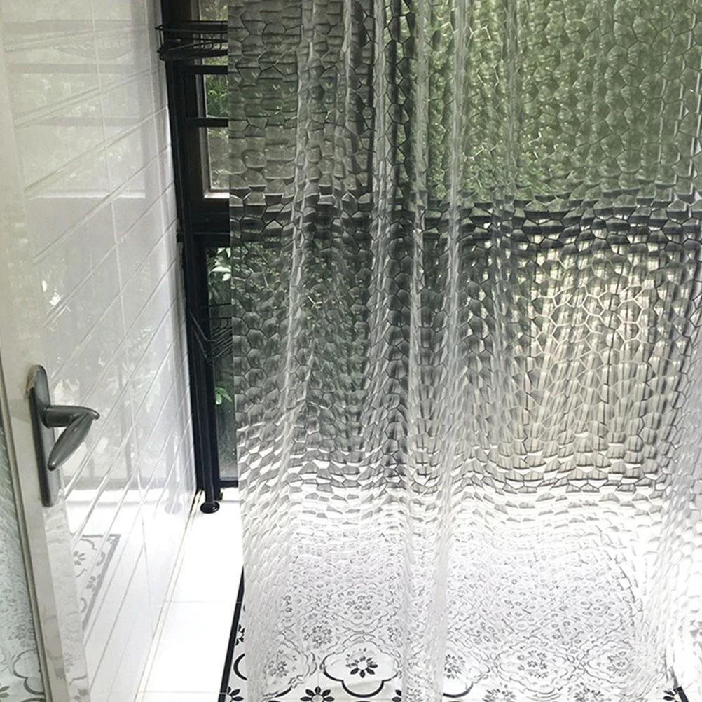 

180x180cm Shower Curtain Waterproof Damp Resistant Eva Semi Transparent 3D Curtain Natural Light Flow Design