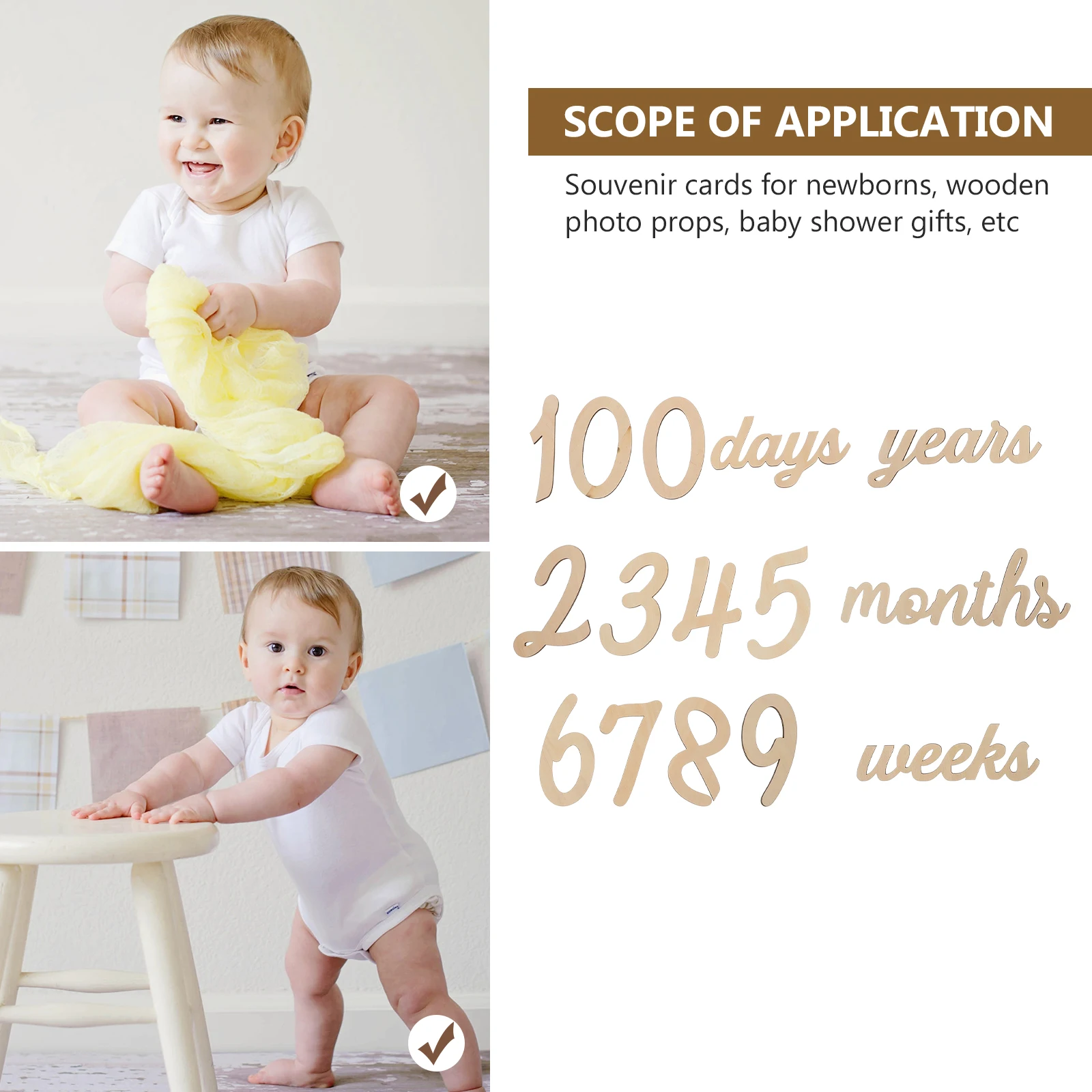 

Wooden Month Plate Newborn Milestones Cards Baby Birthday Decorations Photo Props 12 Months Signs Wall Ornament