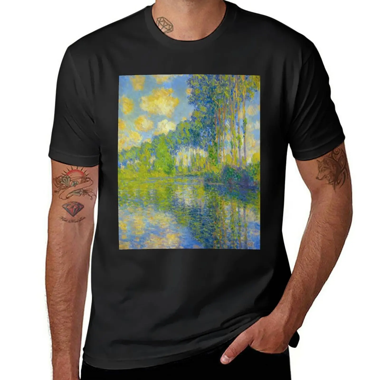 Claude Monet Impressionist Landscape Oil Painting T-Shirt sublime anime clothes T-shirts for men cotton