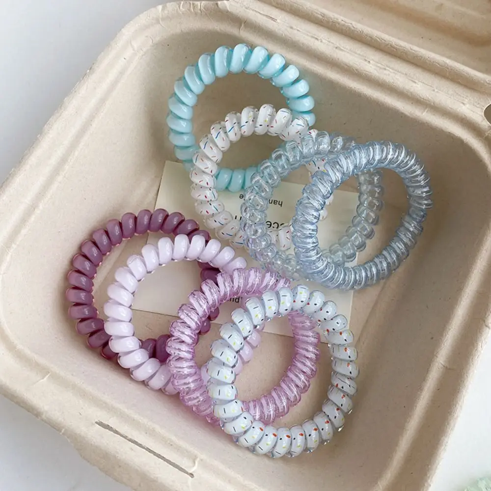 Hair Tie Stretch Spiral Cord Hair Ring Headwear Hair Rope Sweet Elastic Hair Tie Scrunchies Colorful Multicolor Telephone Wire