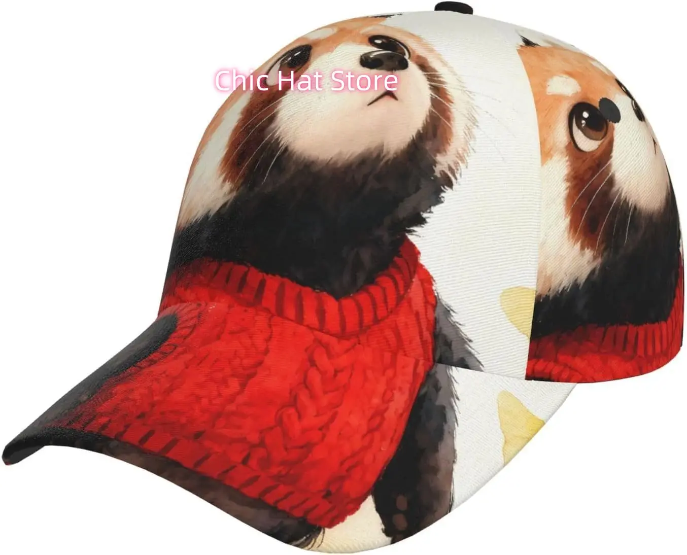 Raccoon Leaf Pattern Baseball Cap Adjustable Cotton Baseball Hat for Sports, Outdoor, Travel Gifts for Men Black
