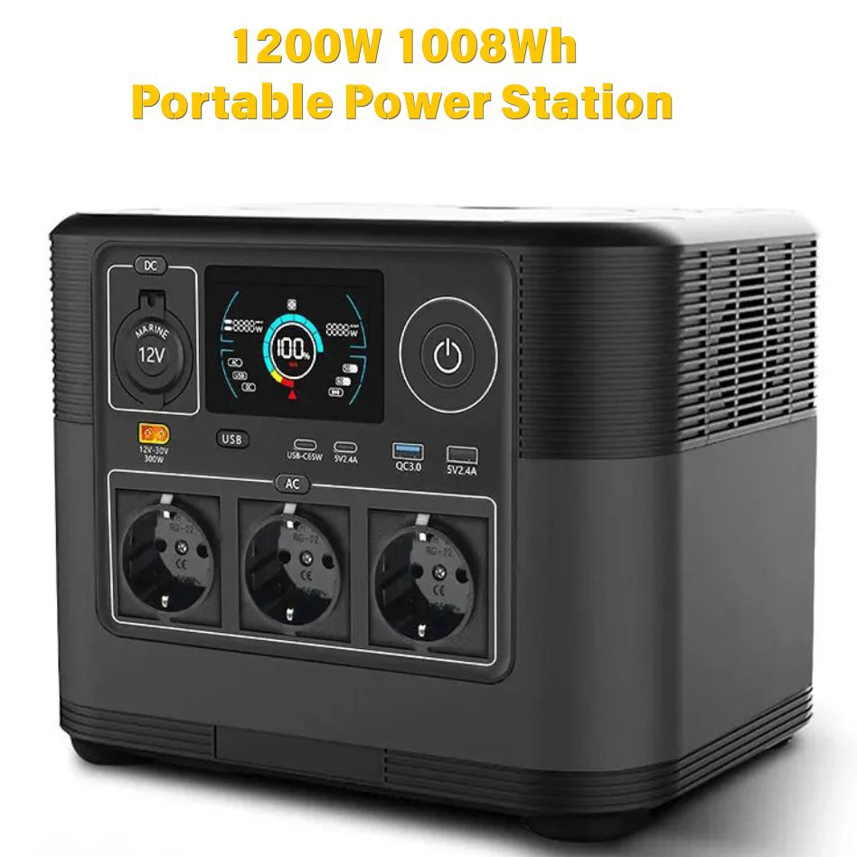Image of DEMUDA M9 Tragbare Powerstation, 1200W Reine Sinuswelle 1008Wh LiFePO4 Solargenerator, EU 220-230V AC-Steckdose mit MPPT BMS-Schutz, Notstromversorgung für Camping, Wohnmobil, Gartenparty &