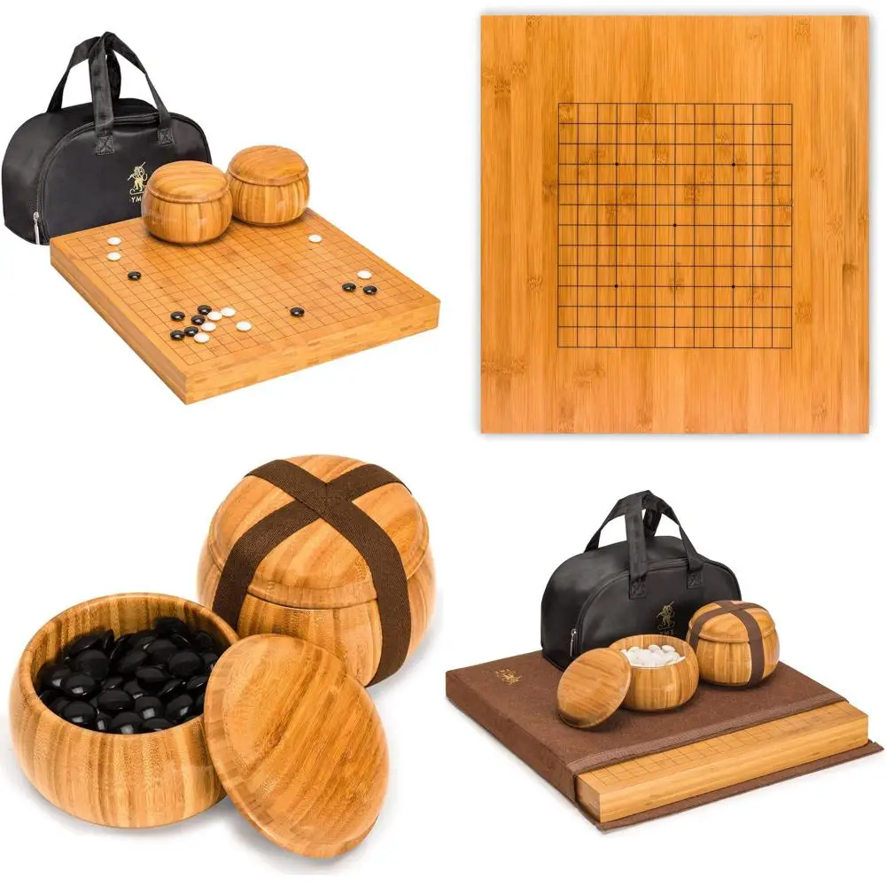 

Classic 19x19/13x13 Go Set with Bamboo Board, Reversible Surface, Melamine Stones, and Bamboo Bowls