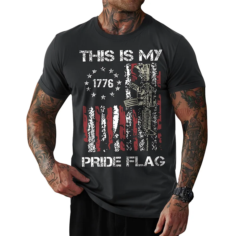 1776-2026 250 Years Of Freedom Retro Print T-shirt Men's Clothing Fashion Simple Round Neck T Shirt Popular Streetwear Trend Tee