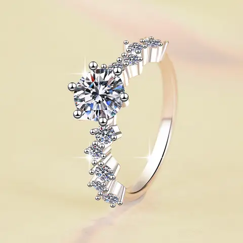 Women's PT950 Platinum 1Ct Moissanite Star Ring - Classic starry style, stable base, versatile matching