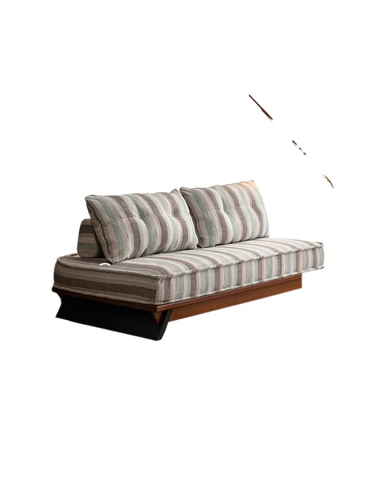 

Nordic style solid wood sofa bed small apartment fabric sofa tatami Japanese floor sofa