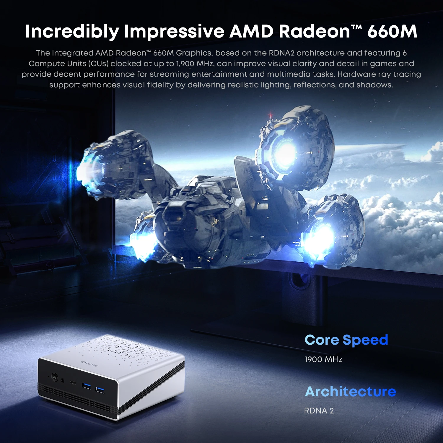 CHUWI UBox Mini PC Ryzen 6600H Processor AMD CPU 16GB RAM 512GB SSD Windows 11 Desktop Computer PC 4K Decording WIFI 6 PC
