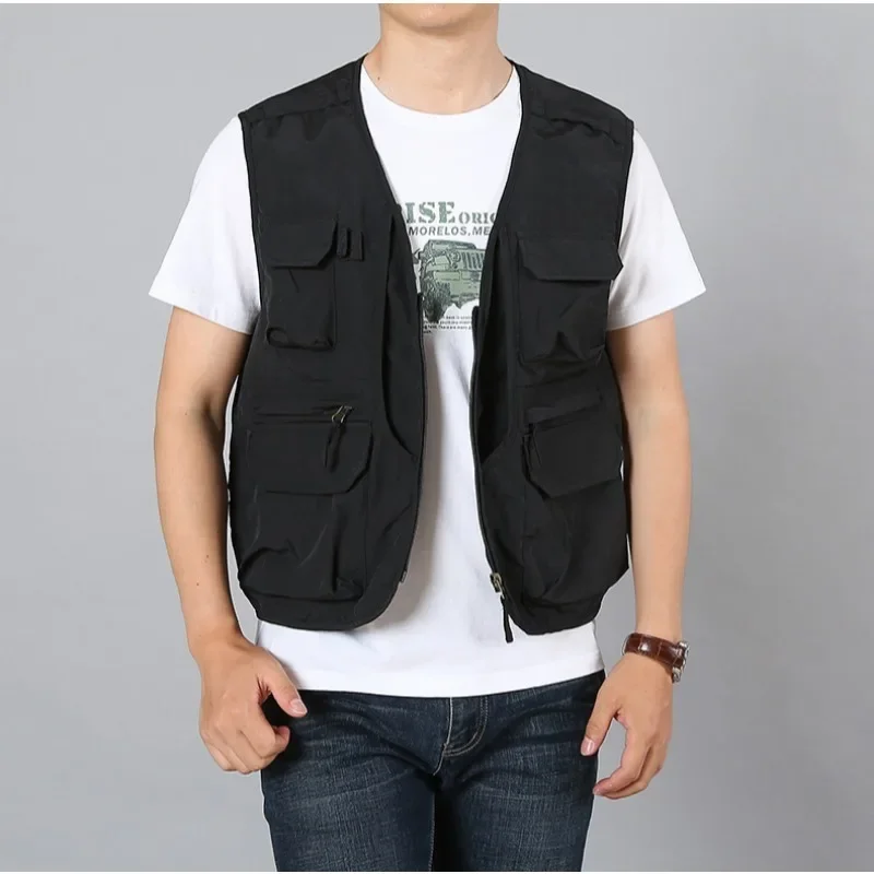 

Leather Vests for Men Multi-pockets Vest Male Work Sleeveless Jacket Luxury Men's Clothing Windbreaker Spring Tactical Hunting