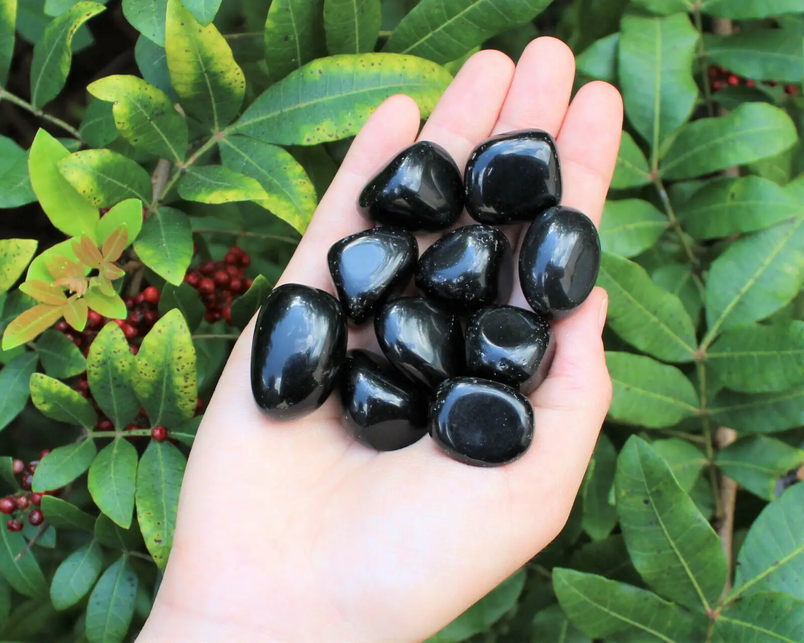 Bulk Lot Black Obsidian Tumbled Stone (Crystal Healing Tumble Reiki)-5pcs