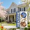 Welcome Baseball Decorative Garden Flag, Sport Helmet Bat Small Yard jjp