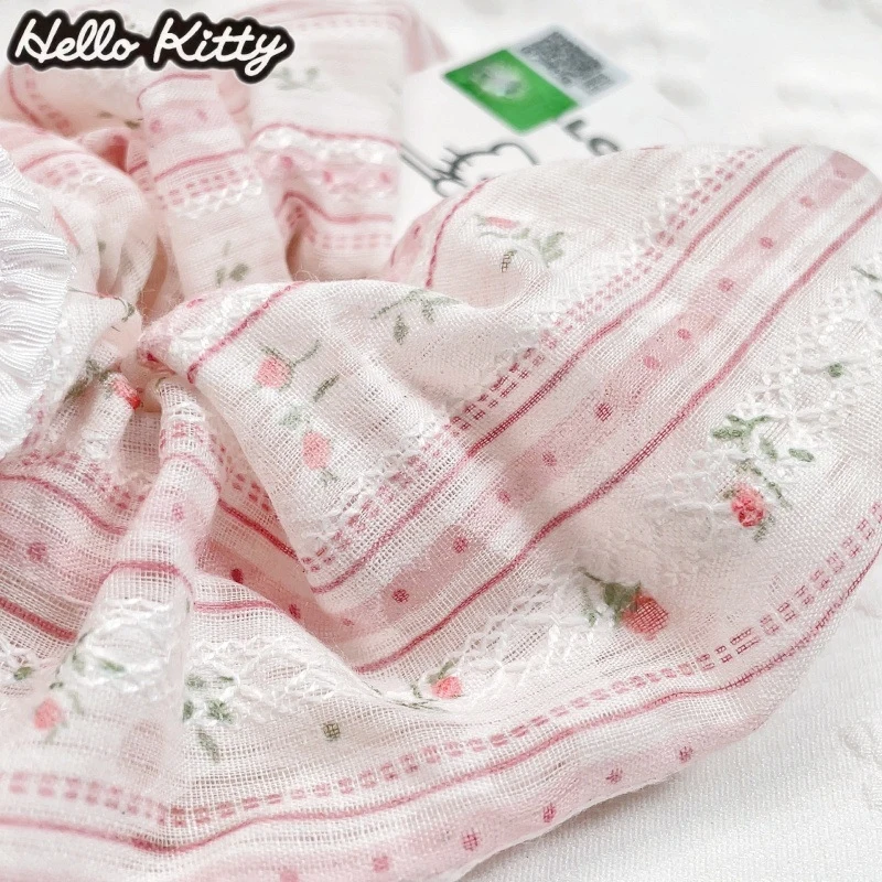 HelloKitty Sweet Floral Hair Tie, Korean-Style Fabric Scrunchie, Cute and Fresh Hair Accessory for Girls view 3