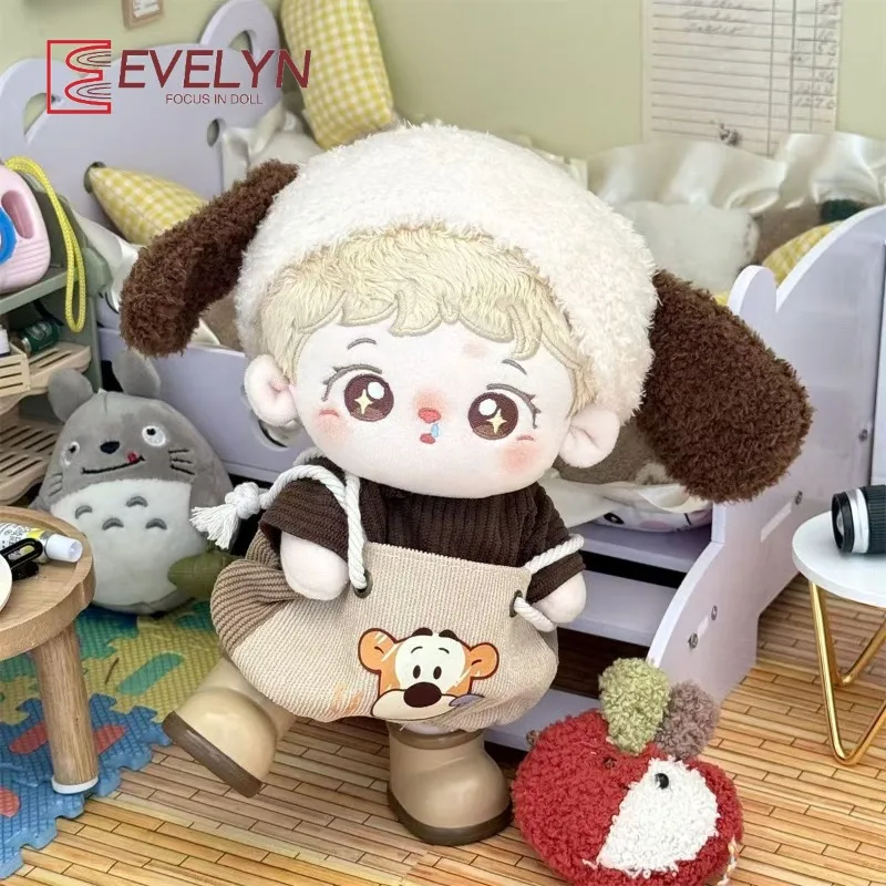 에블린 20cm 면 인형 옷 스트랩 팬츠 세트 귀여운 플러시 인형 드레스업 재고 있음
