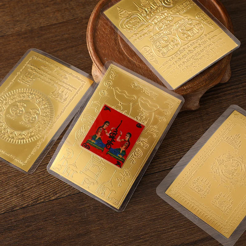 

New Thai Buddha Amulet Sealed Metal Card Guan Yu Fortune Goddess